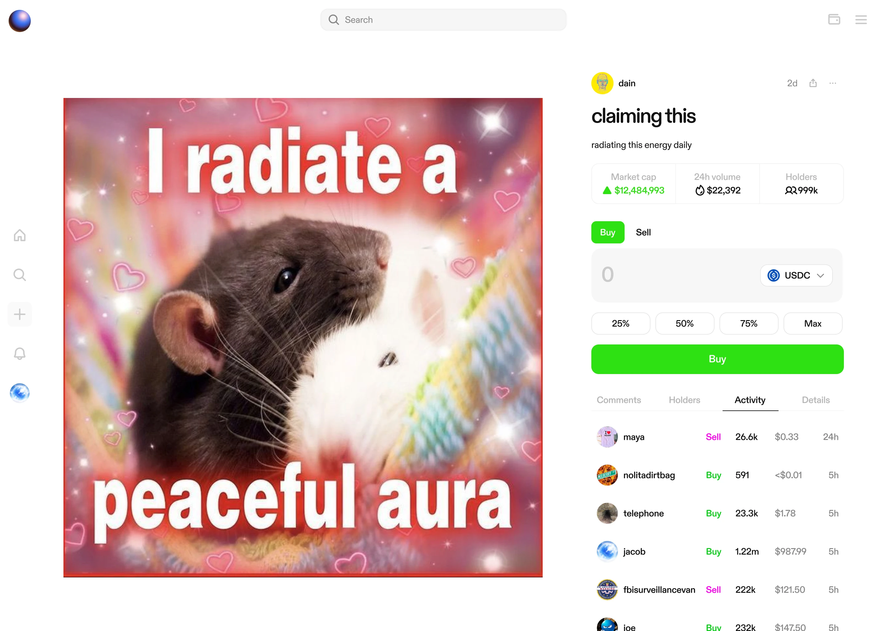 Claiming this coin page on desktop