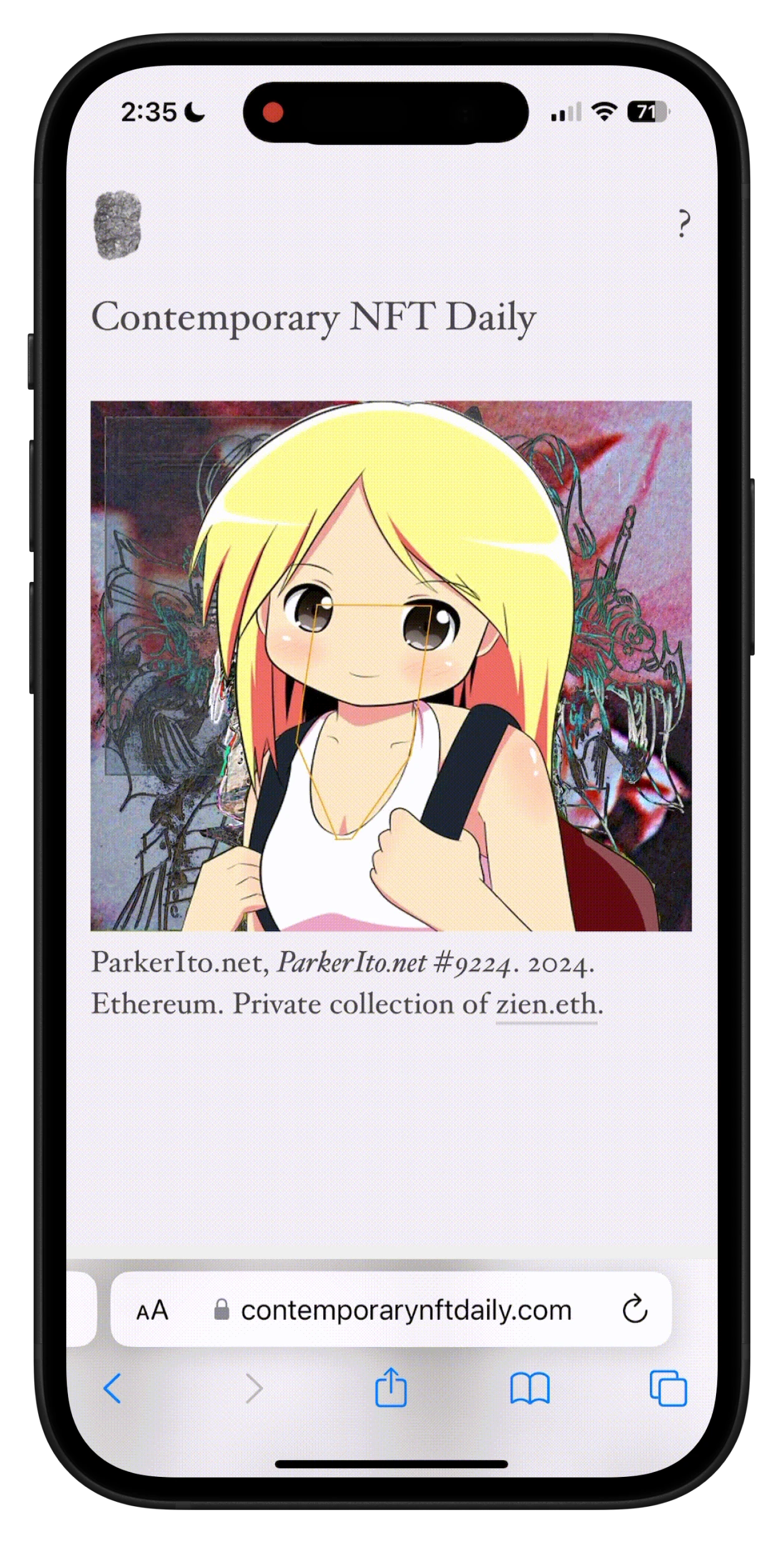 Contemporary NFT Daily mobile screens