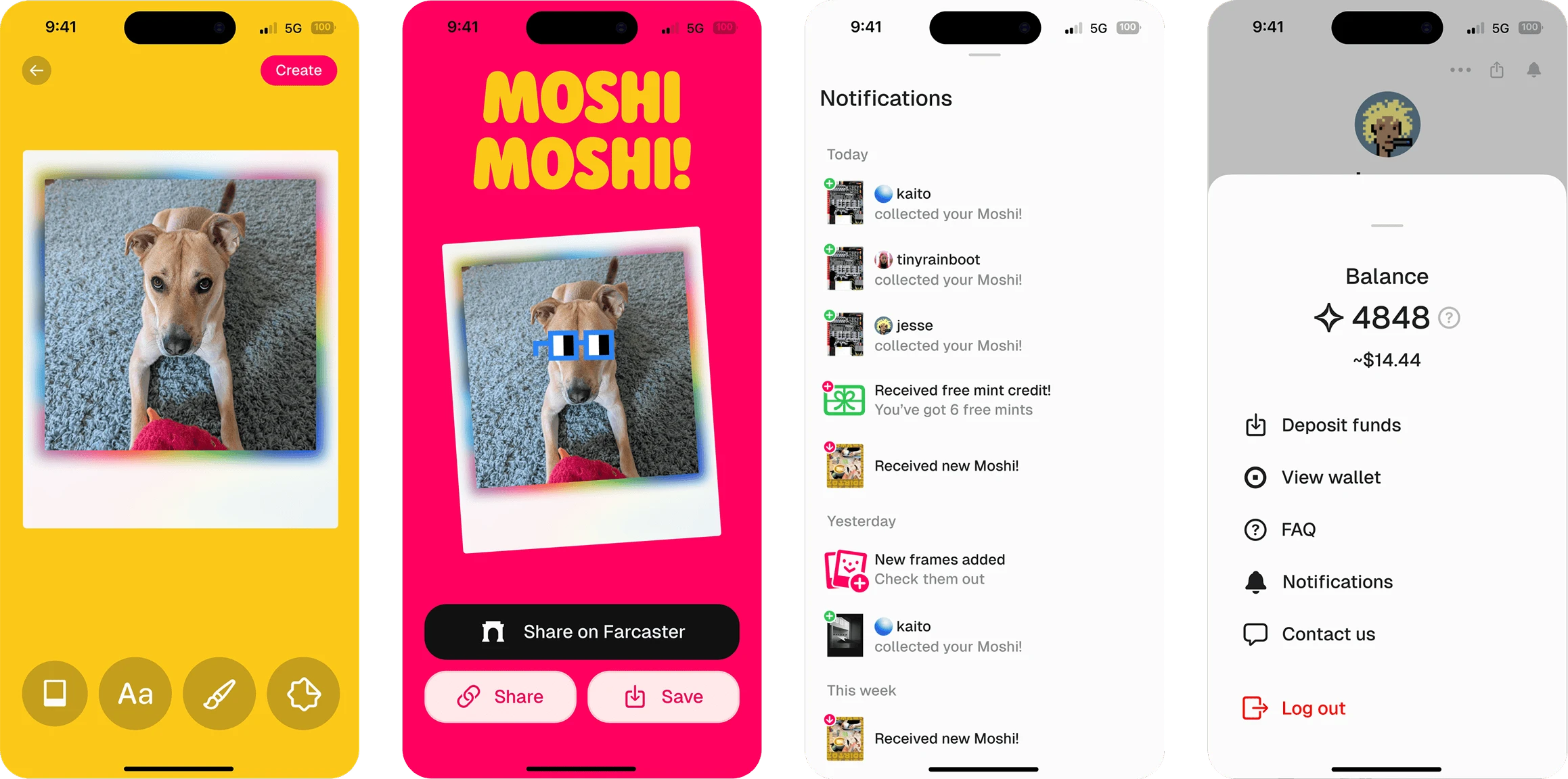 Moshicam app screens