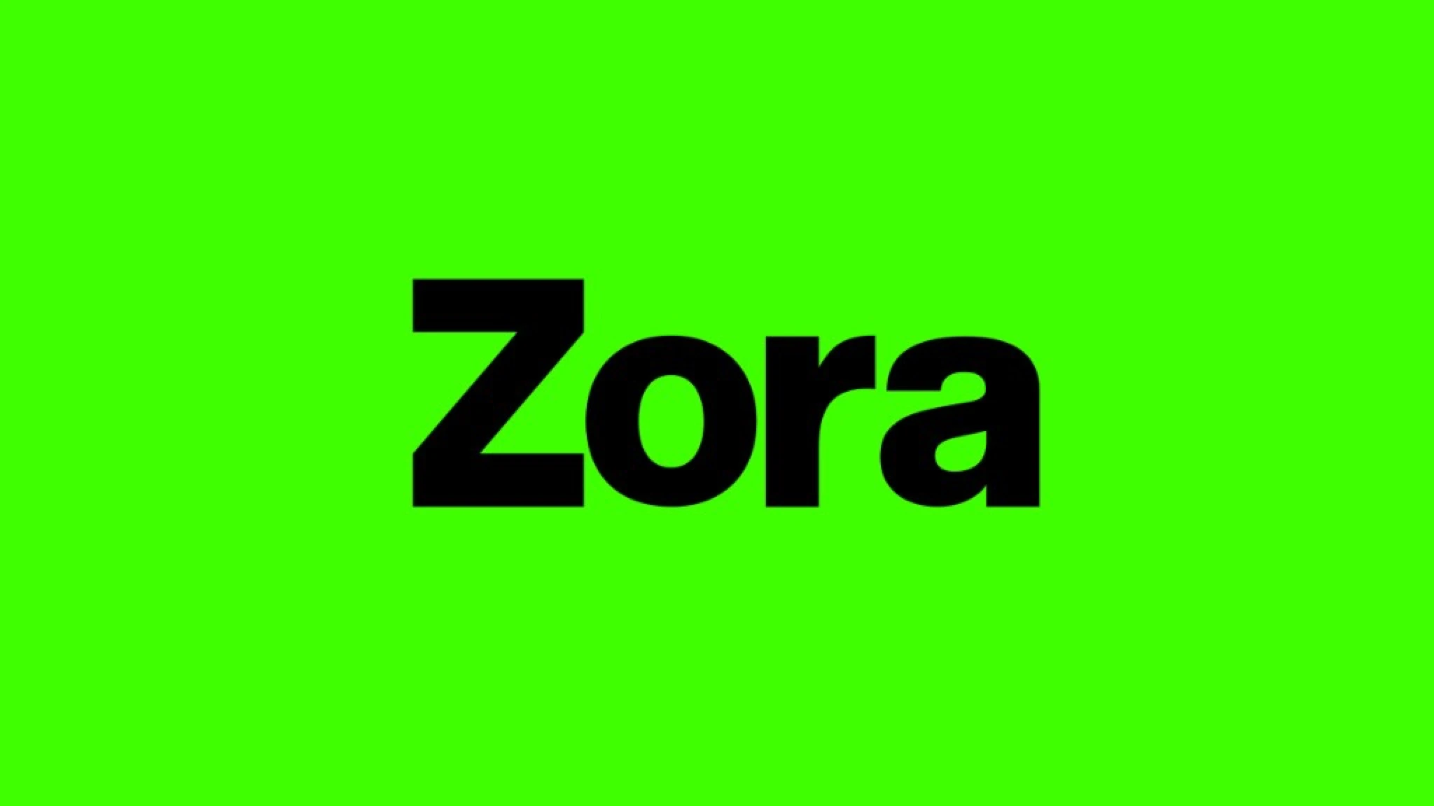 Zora wordmark on neon green